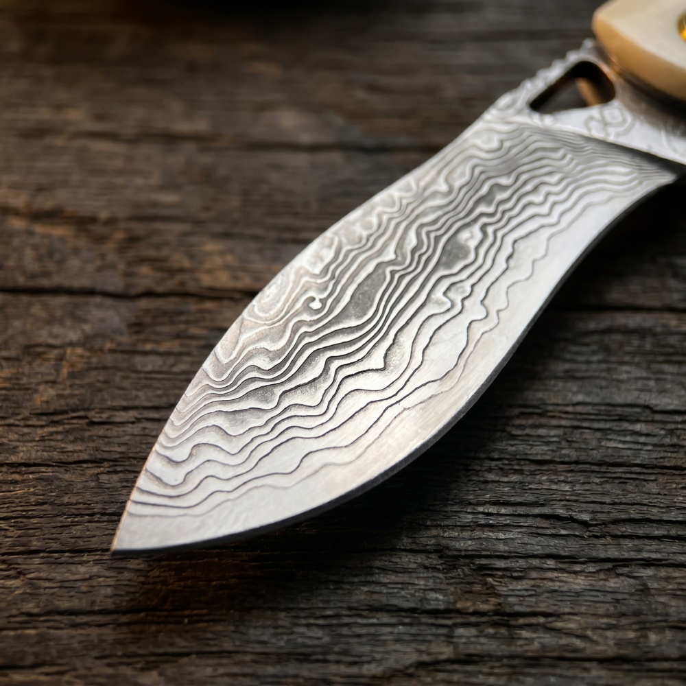 Vintage Damascu Steel Small Fo - Vintage Collectible Knife review and price
