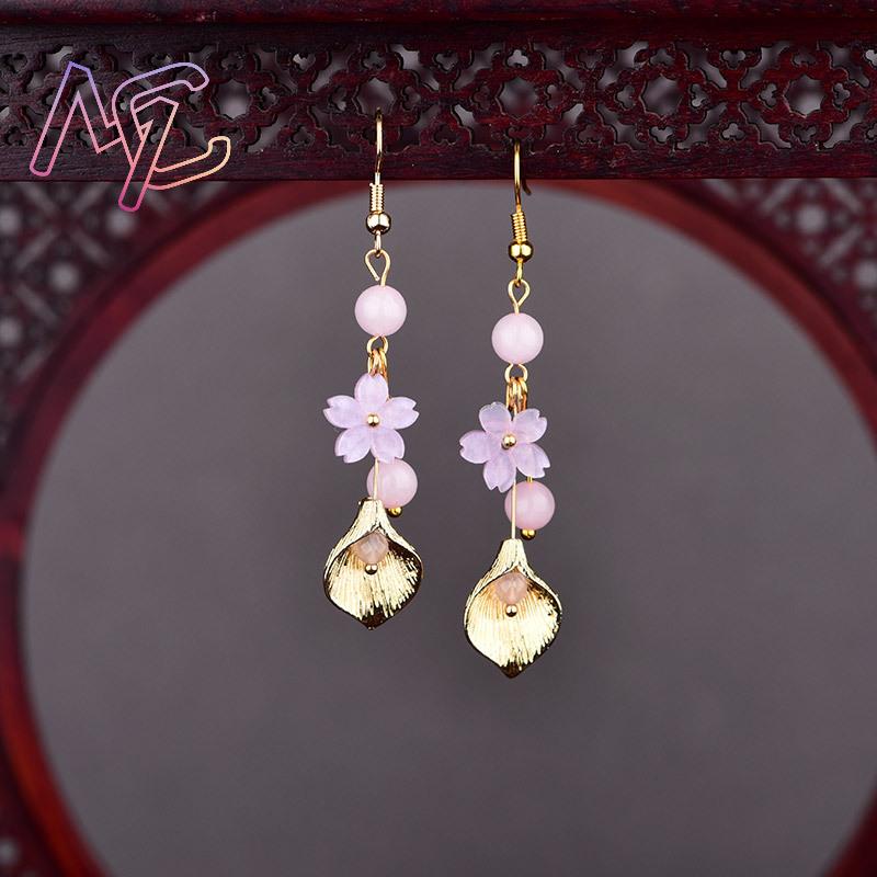 Pink Natural Jade Flower Earri - Vintage Collector review and price